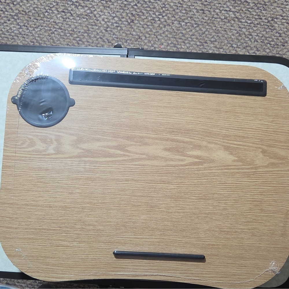 Lap Desk Brown 17 in Laptop Tray w/ Built-In Cup Holder Universal